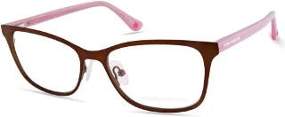 046 Satin Brown W/Heart Temple In Milky Dark Pink