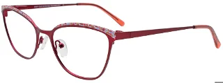 030 Satin Red & Mix Patterned Browline