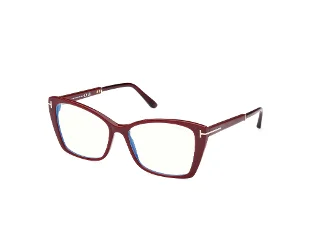 069 Shiny Solid Bordeaux, Shiny Rose Gold, "T" Logo/Blue Block Lenses