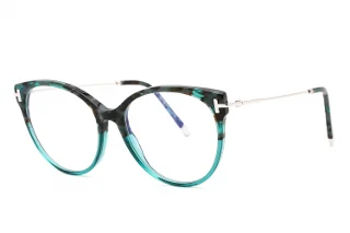 056 Teal Havana With Transp Teal, Palladium, "T" Logo
