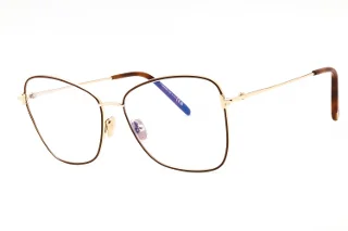 046 Shiny Pale Gold, Matte Brown Enamel, "T" Logo/Blue Block Lenses