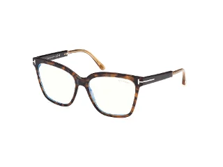 052 Shiny Dark Havana, Shiny Rose Gold, "T" Logo/Blue Block Lenses