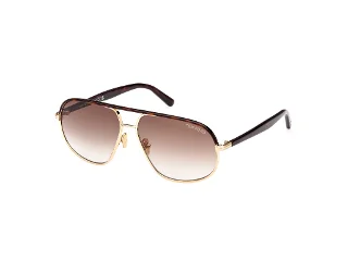 30F Shiny Deep Gold, Shiny Dark Havana, "T" Logo/Gradient Brown Lenses