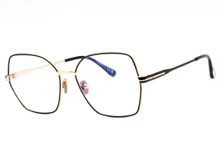 032 Shiny Pale Gold And Black Enamel, Black, "T" Logo/Blue Block Lenses