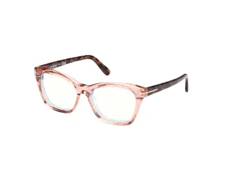 072 Shiny Transp Pink, Vintage Rose Havana, "T" Logo/Blue Block Lenses