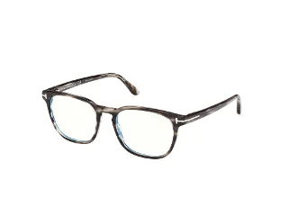 020 Shiny Transparent Striped Grey, "T" Logo/Blue Block Lenses