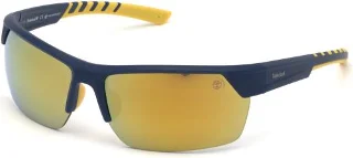 91R Matte Blue Front & Temples With Yellow  Rubber, Yellow Mirror Lenses