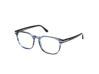 092 Shiny Transparent Striped Blue, "T" Logo, Eco/Blue Block Lenses