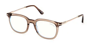 045 Shiny Transparent Brown, "T" Logo/Blue Block Lenses