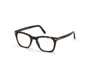 052 Shiny Dark Havana, Shiny Rose Gold "T" Logo/Blue Block Lenses