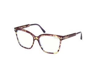 055 Violet Yellow Havana, Shiny Rose Gold, "T" Logo/Blue Block Lenses