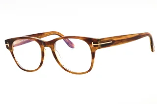 050 Shiny Striped Brown, "T" Logo/Blue Block Lenses