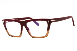 083 Shiny Colorblock Red & Transp Champagne, "T" Logo/Blue Block Lenses
