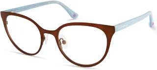 046 Satin Brown W/Heart Temple In Pale Blue