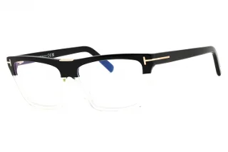005 Shiny Colorblock Black & Crystal, "T" Logo/Blue Block Lenses