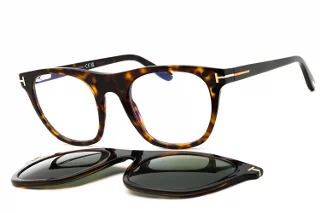052 Classic Dark Havana, Shiny Rose Gold, "T" Logo/Blue Block Lenses
