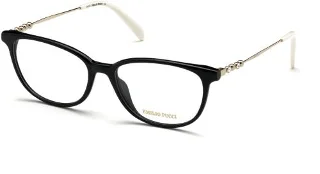 001 Shiny Black Front, Pale Gold Temples, Shiny White Tips
