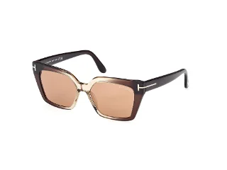 47J Shiny Transparent Light Brown And Beige, "T" Logo/Brown Lenses