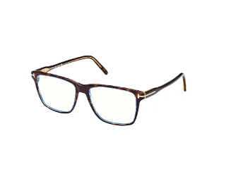 055 Shiny Bilayer Transp Blue & Classic Havana, "T" Logo/Blue Block Lenses