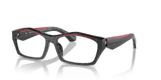 001 Pointillee Black/Transparent Red