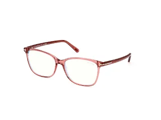 074 Shiny Transparent Pink, "T" Logo/Blue Block Lenses