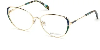 032 Shiny Pale Gold, Blue & Turquoise Enamel Detail, Blue Havana Tips