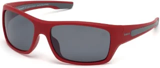 66D Matte Red Front & Temples With Gray Rubber, Smoke Lenses